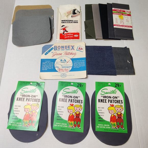 Vintage Iron On Patches Smiths Bondex Plasti-Stitch Jeans Pants Twill Retro - Picture 1 of 7
